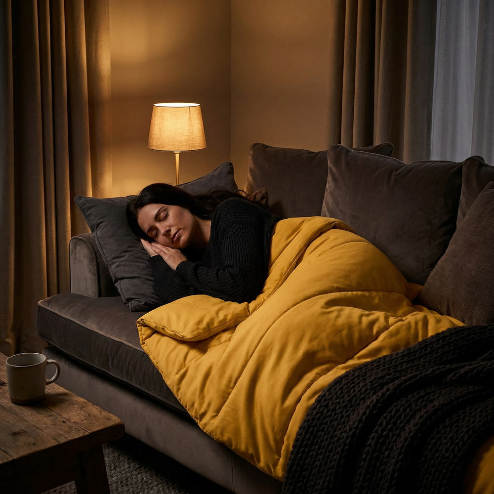 Coperta terapeutica originale - Coperta ponderata con rivestimento in cotone giallo per adulti