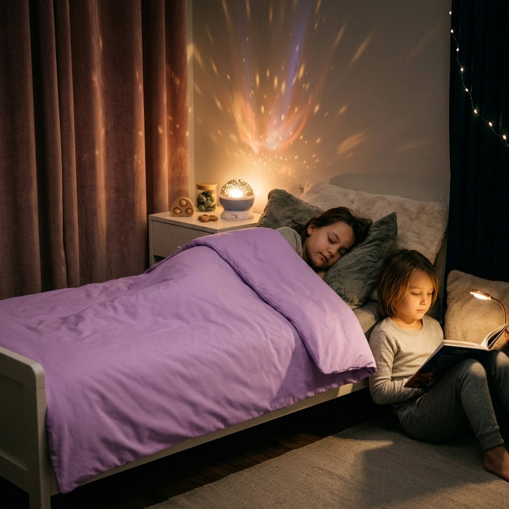 Original Therapiedecke - Gewichtsdecke mit Baumwollbezug in Lavendel für Kinder