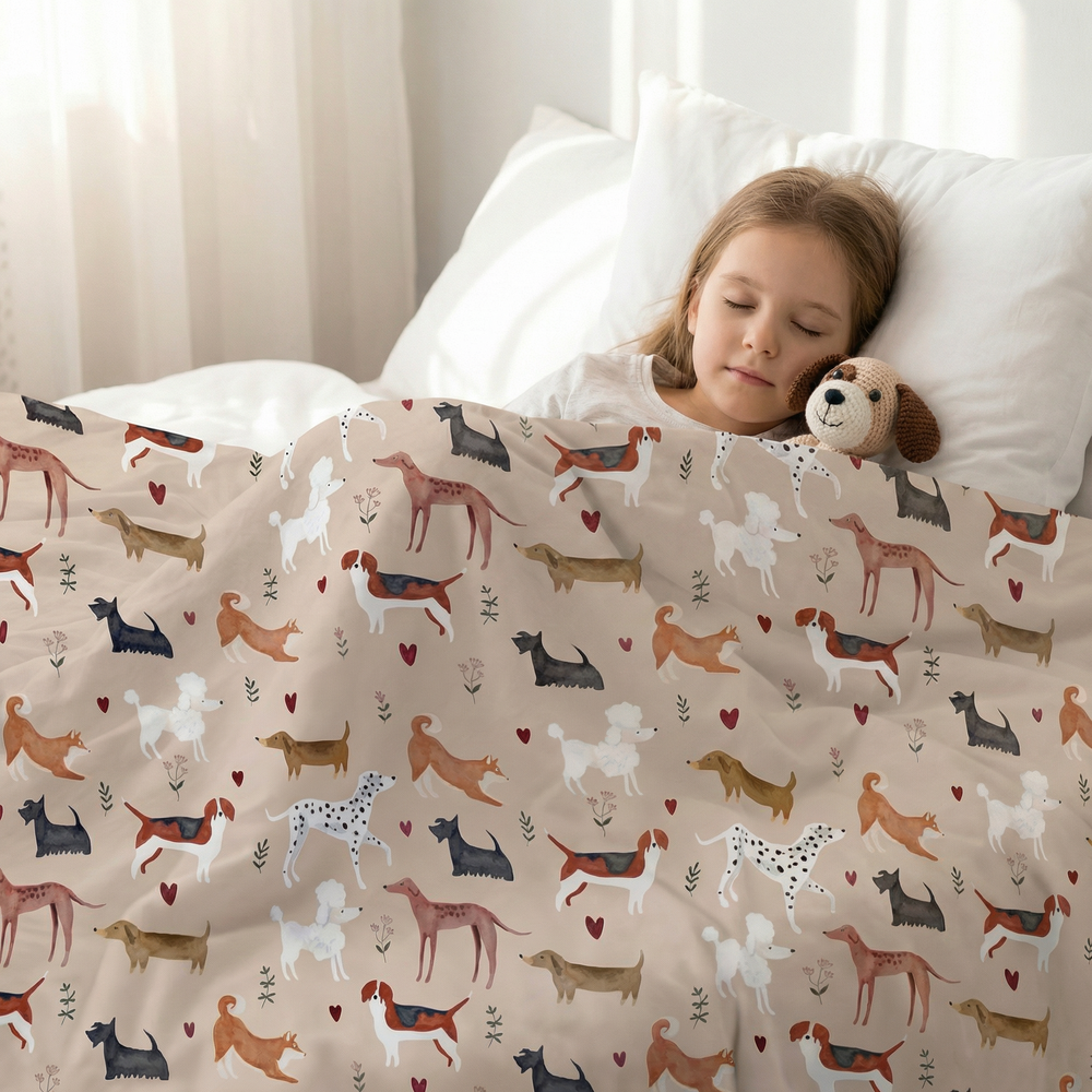 Manta terapéutica original - Manta de peso con motivo de perros y funda de algodón para niños
