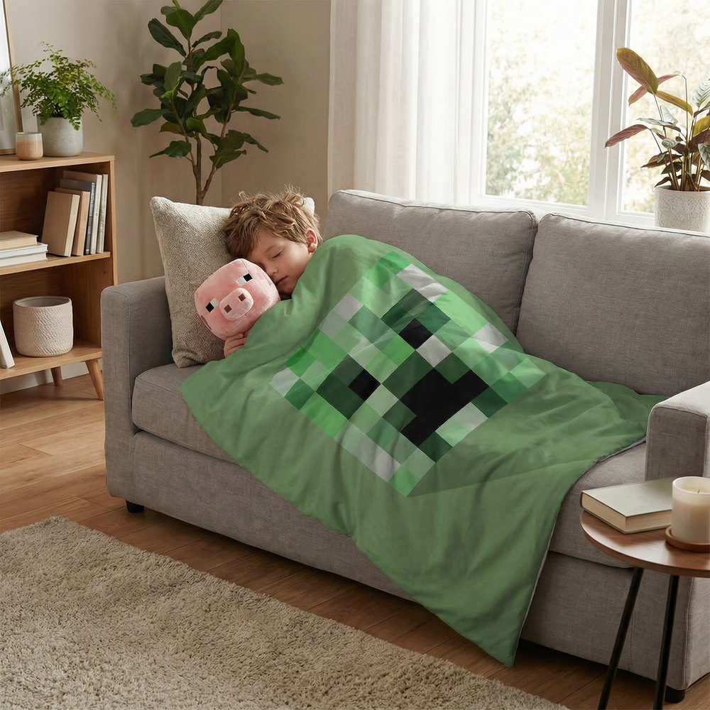 Coperta terapeutica originale - Coperta ponderata Minecraft Creeper con rivestimento in cotone per bambini e adulti