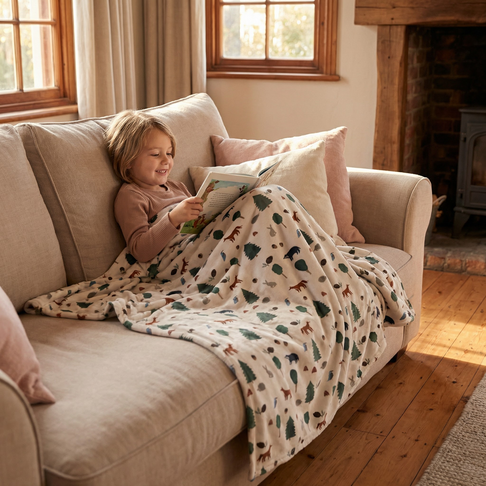 Manta terapéutica original - Manta con peso de animales del bosque con funda de algodón para niños
