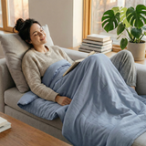 Original therapy blanket - weighted blanket with cotton cover in steel blue for adults