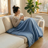 Original therapy blanket - weighted blanket with cotton cover in steel blue for adults