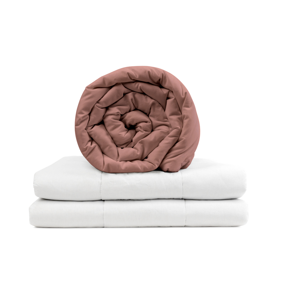 Original therapy blanket - weighted blanket with cotton cover in old pink for adults