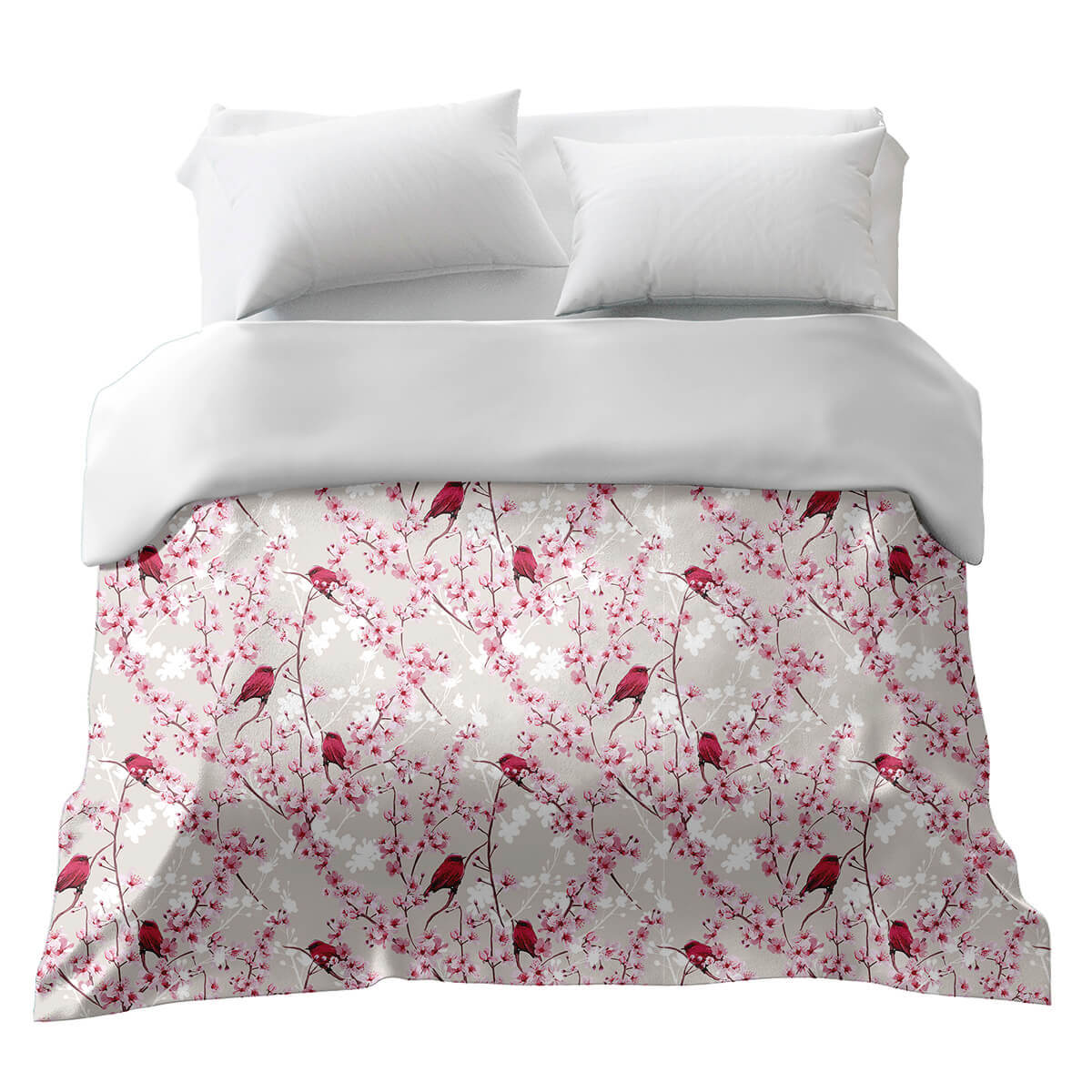 Originele therapiedeken - katoenen hoes kersenbloesem met vogels