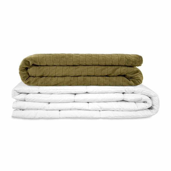 Original Therapy Blanket - Weighted Blanket with 4-Season Cover in Olive Green for Adults