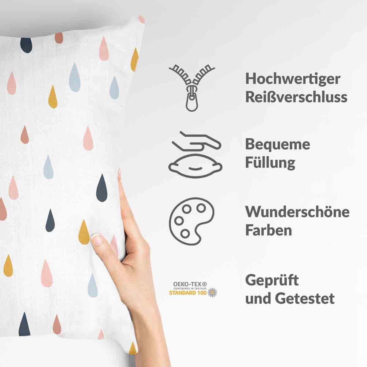 Health pillow with colorful drops