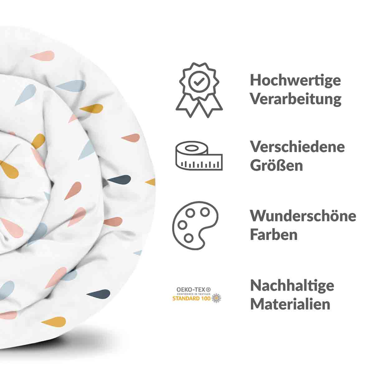 Set de ropa de cama con mantas terapéuticas y gotas de colores