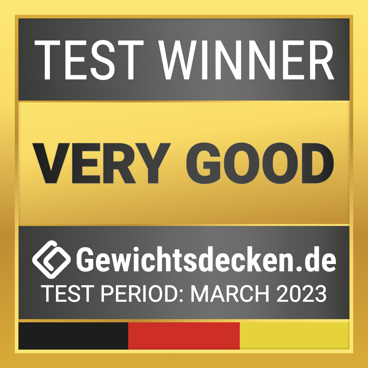 Test winner – very good – Gewichtsdecken.de – test period: March 2023