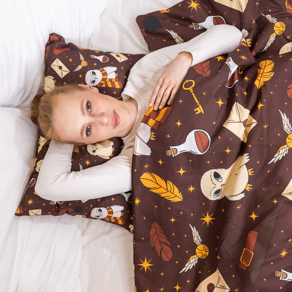 Set di biancheria da letto con coperta terapeutica marrone Hedwig