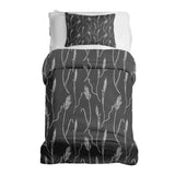 Therapy blanket bedding set, dark gray with white branches.