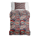 Set de ropa de cama con manta terapéutica roja con cómic