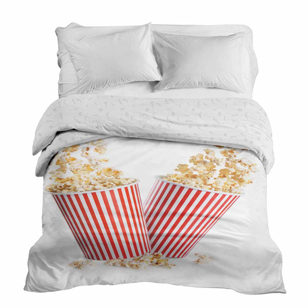 Therapie dekens katoenen hoes wit met popcorn