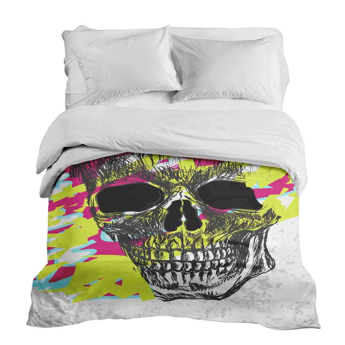 Originele therapiedeken - katoenen hoes schedel kleurrijk