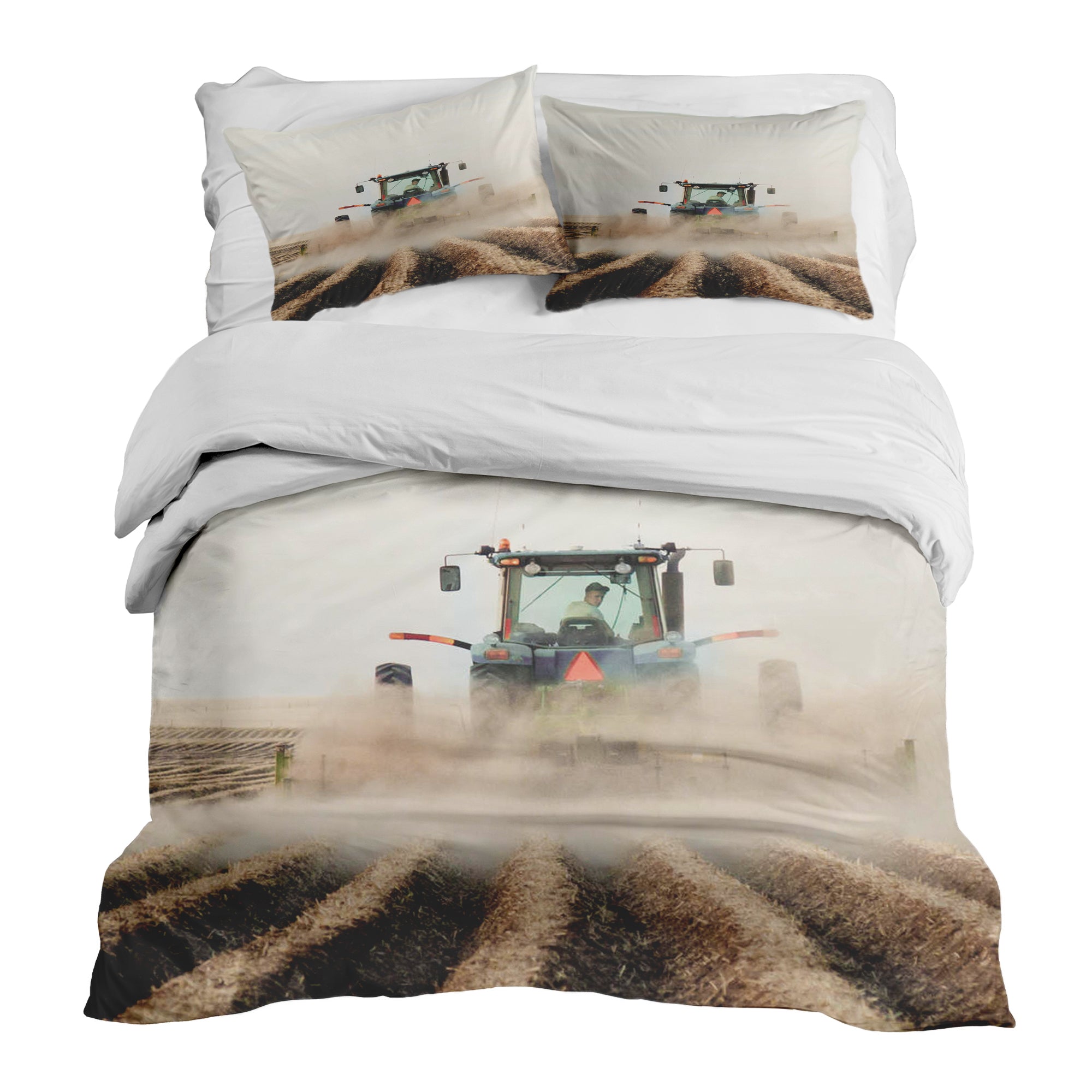 Set de ropa de cama con manta terapéutica Tractor en acción