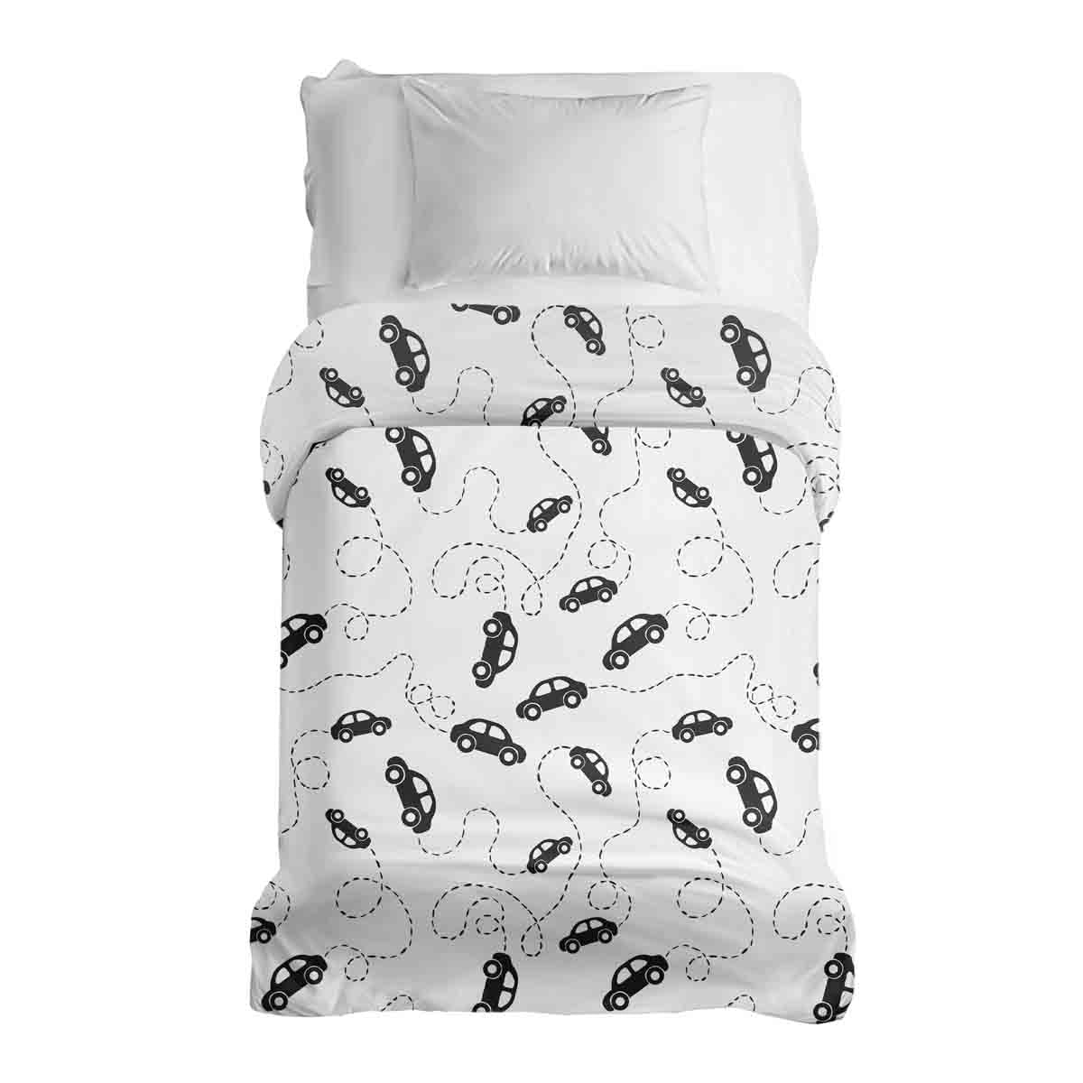 Originele therapiedeken - katoenen hoes met zwarte auto's
