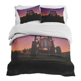 Therapy blanket and bedding set, purple with tractor.