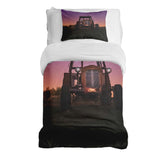 Therapy blanket and bedding set, purple with tractor.