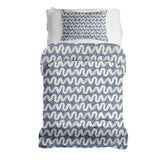 Therapy blanket and bedding set, blue and white waves.