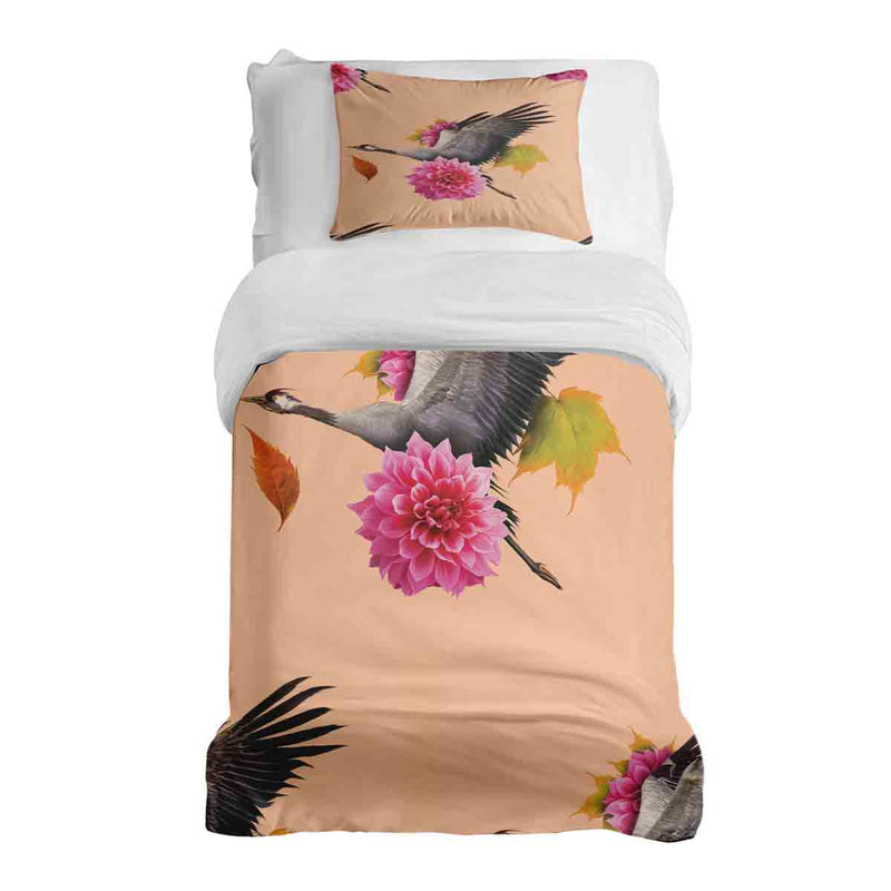 Set de ropa de cama con manta terapéutica naranja con grulla