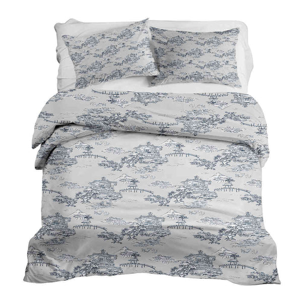 Therapy blanket bedding set, grey, Great Wall of China design.