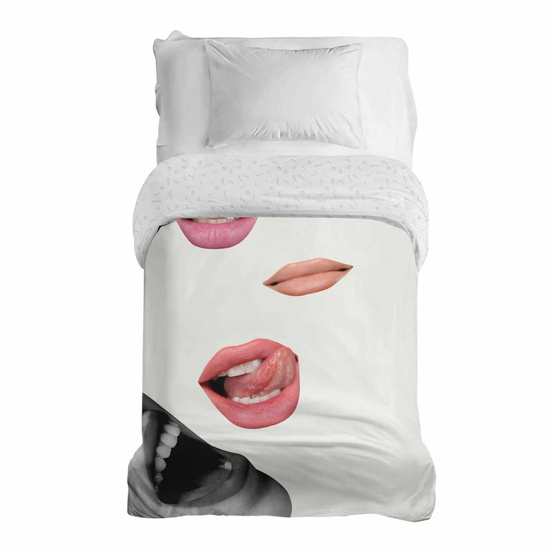 Therapiedekens katoenen hoes wit met lippen