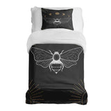 Set di biancheria da letto con coperta terapeutica nero con tarma