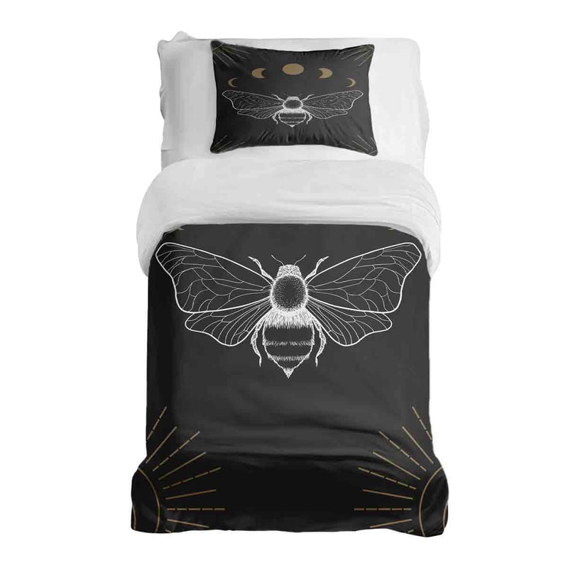 Set di biancheria da letto con coperta terapeutica nero con tarma