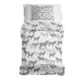 Therapy blankets bedding set grey with donkeys