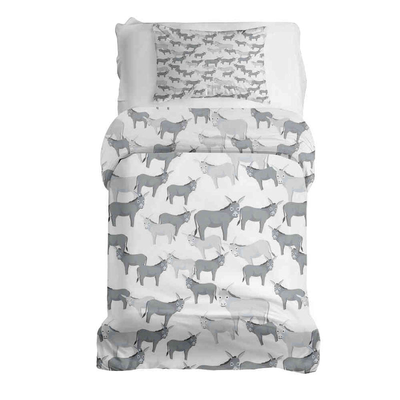 Therapy blankets bedding set grey with donkeys