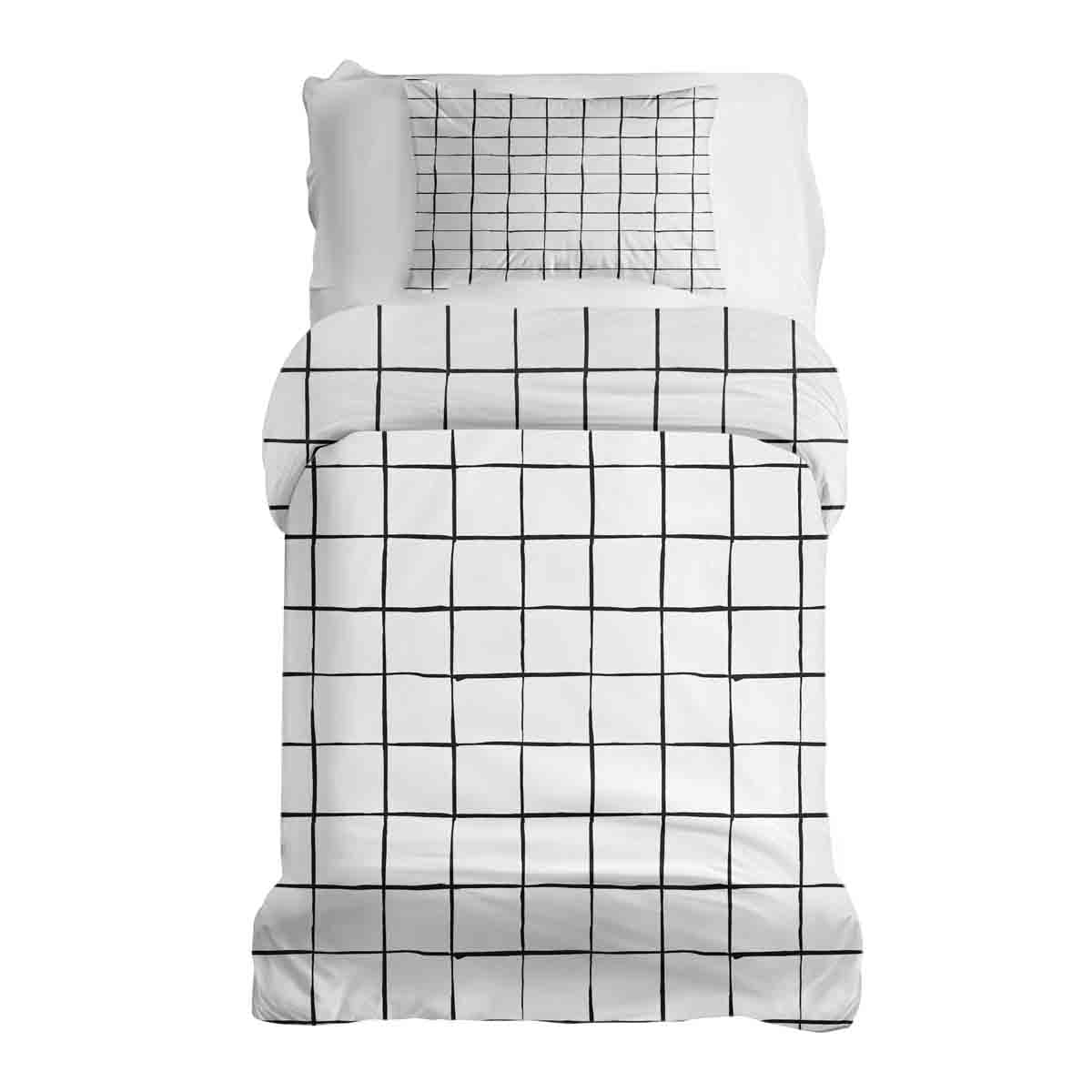 Therapy blankets bedding set white with black checks
