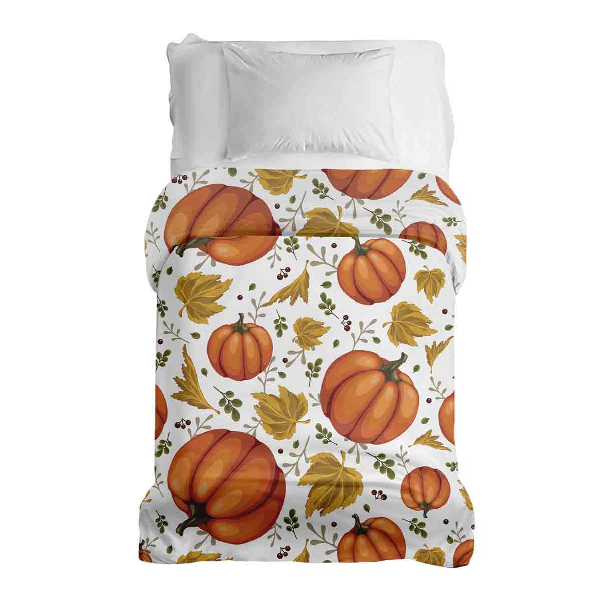 Originele therapiedeken - katoenen hoes wit met grote pompoenen