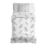 Therapy blankets and bedding set, white with grey branches.