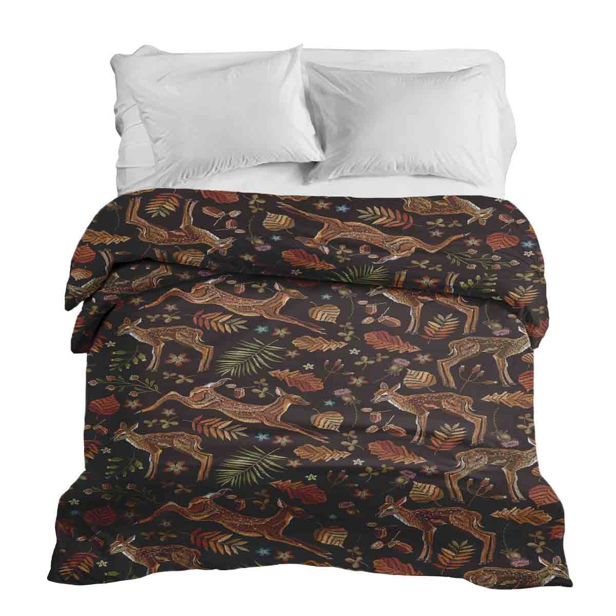 Originele therapiedeken - katoenen hoes bruin met hert