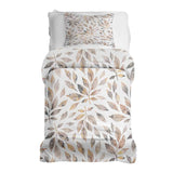 Therapy blanket bedding set, white with light brown branches.