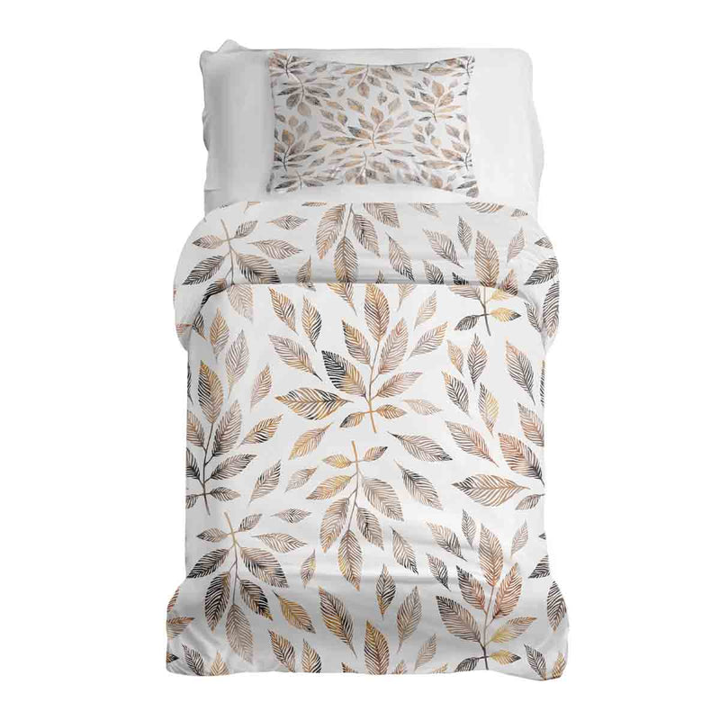 Therapy blanket bedding set, white with light brown branches.