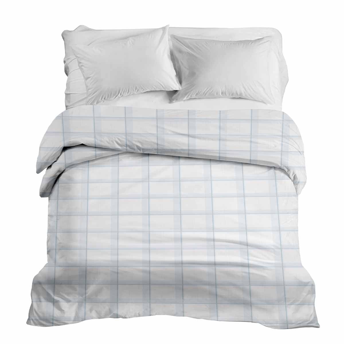 Originele therapiedeken - katoenen hoes wit blauw geruit