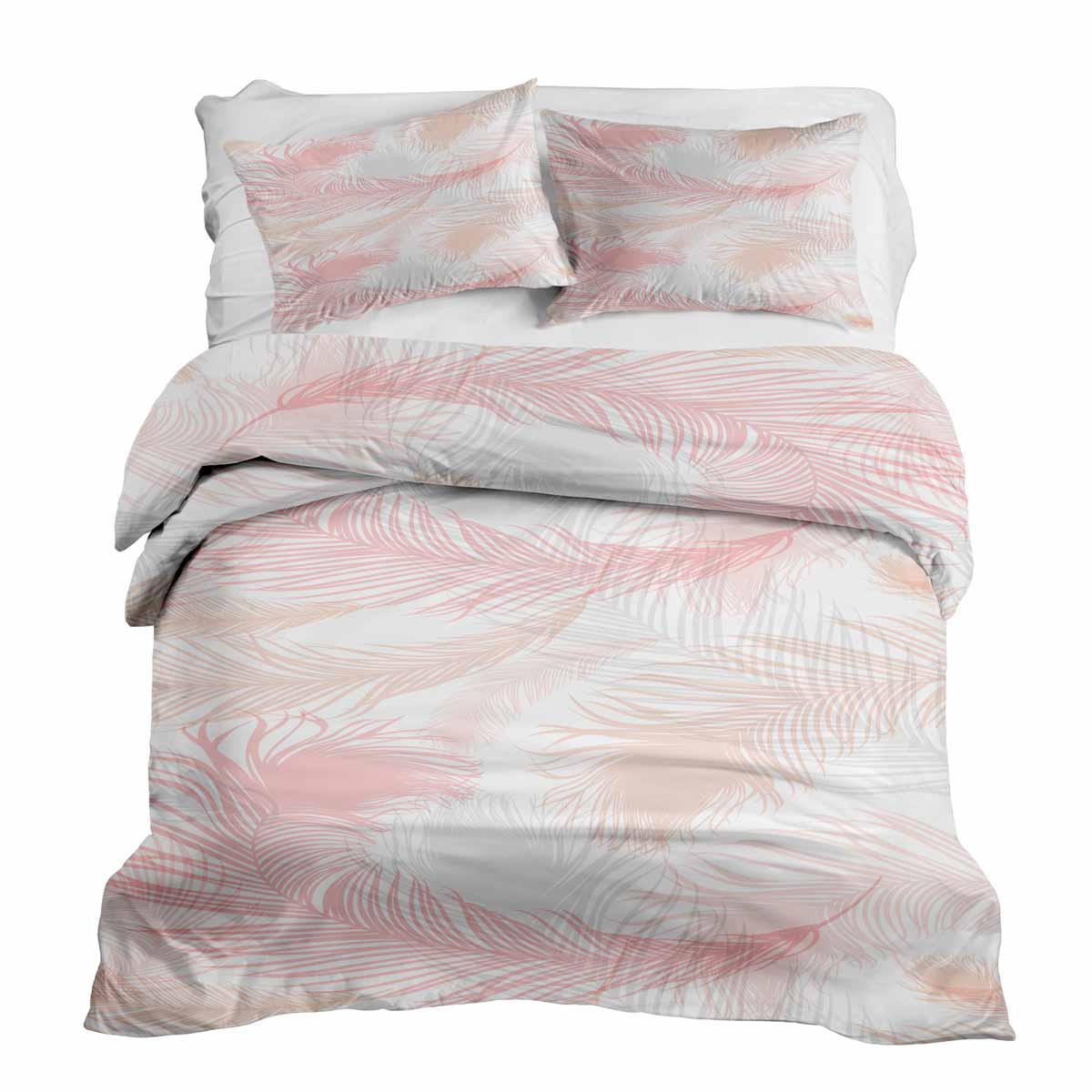 Therapy blankets bedding set white with pink feathers