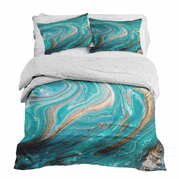 Set di biancheria da letto con coperta terapeutica marmo turchese