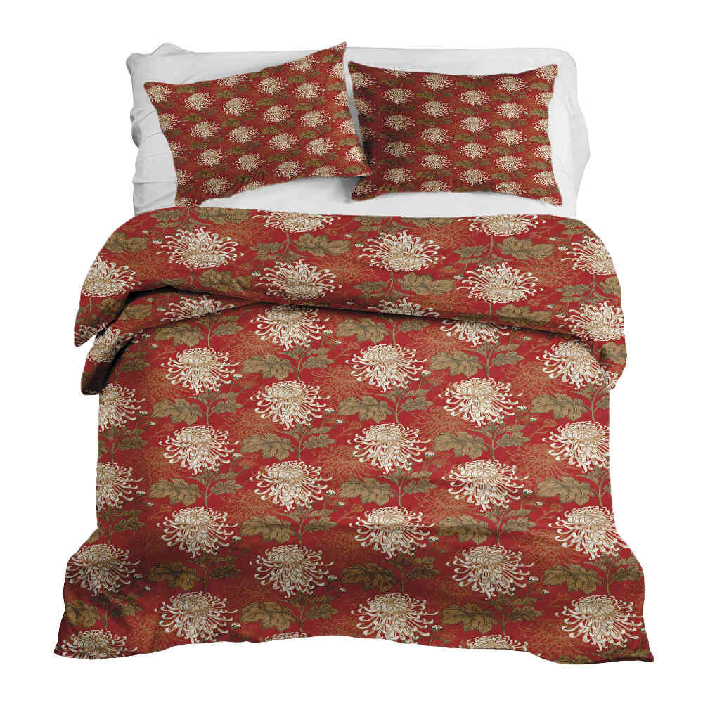 Set di biancheria da letto con coperta terapeutica Rosso grande fiore