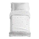 Juego de ropa de cama con manta terapéutica blanca con formas coloridas