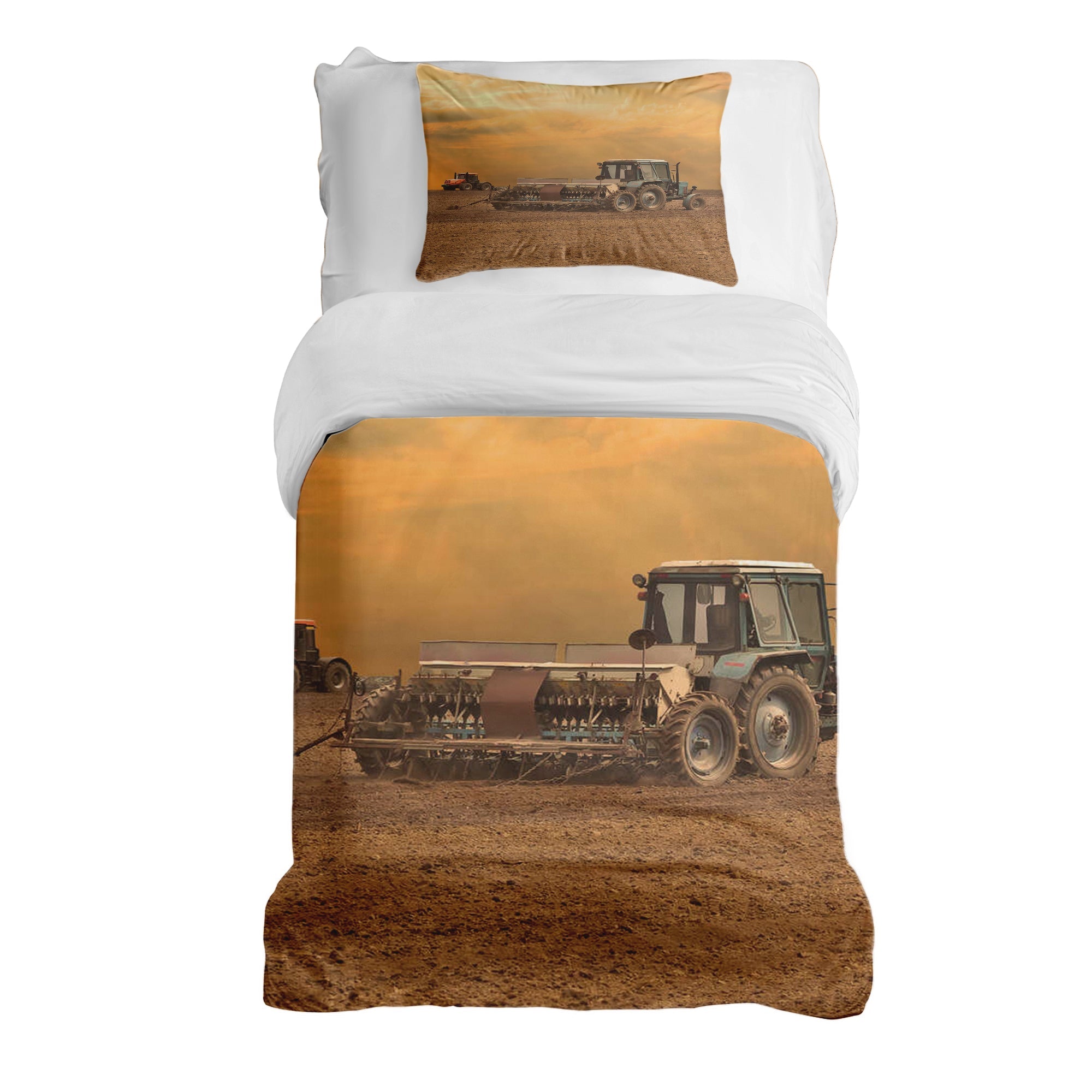 Therapy blankets bedding set two tractors