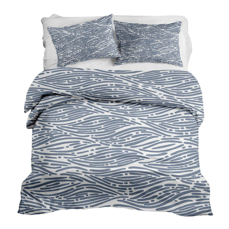 Therapy blankets bedding set, wavy pattern, blue.