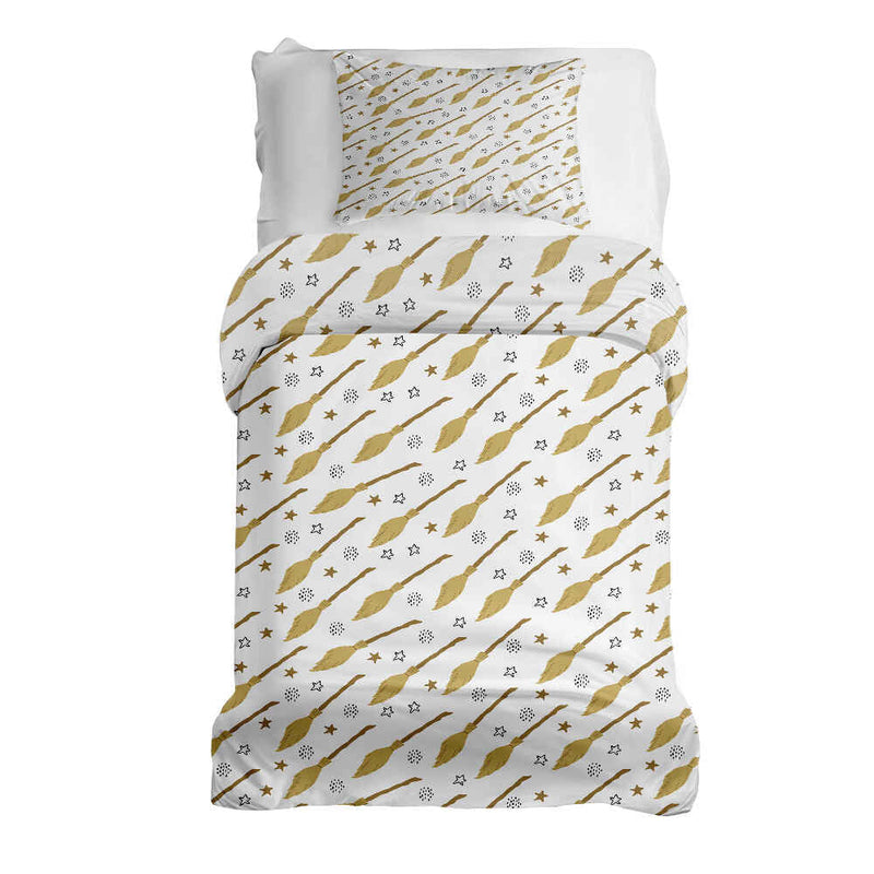 Therapy blanket and bedding set, white with Harry's broom.