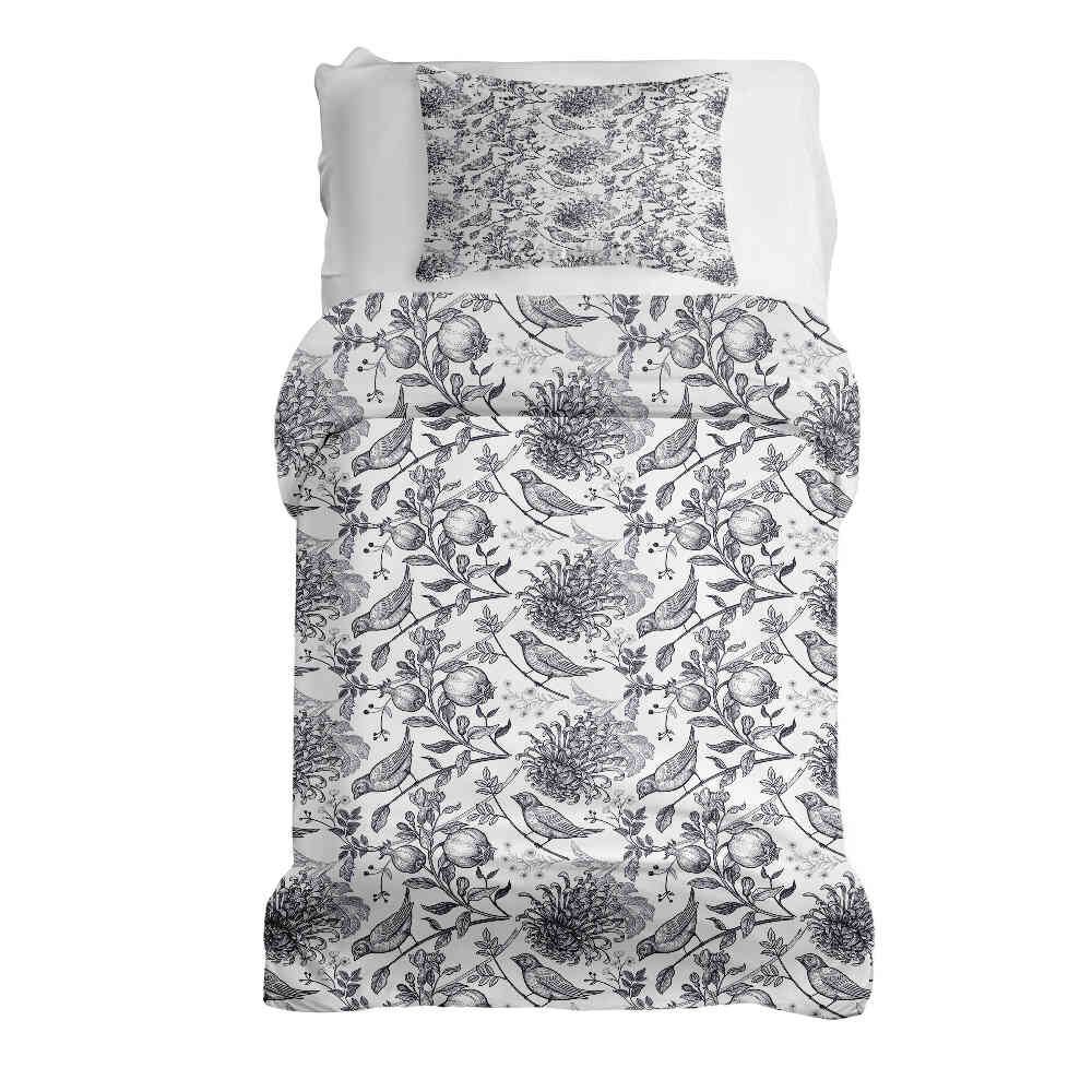 Set di biancheria da letto con coperta terapeutica grigio primavera