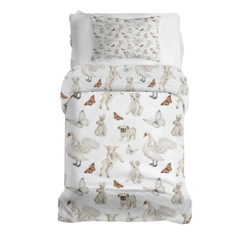 Therapy blankets bedding set white cute animals