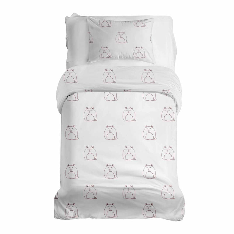 Therapy blanket bedding set, white with cat.