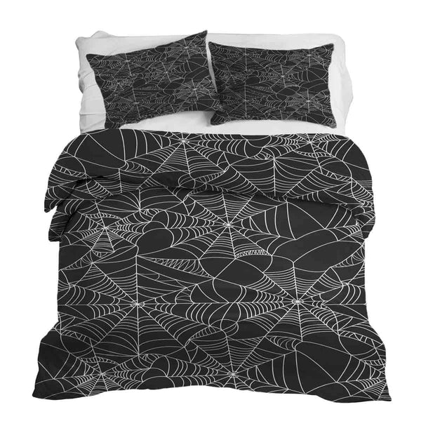 Set de ropa de cama con manta terapéutica negra con telaraña