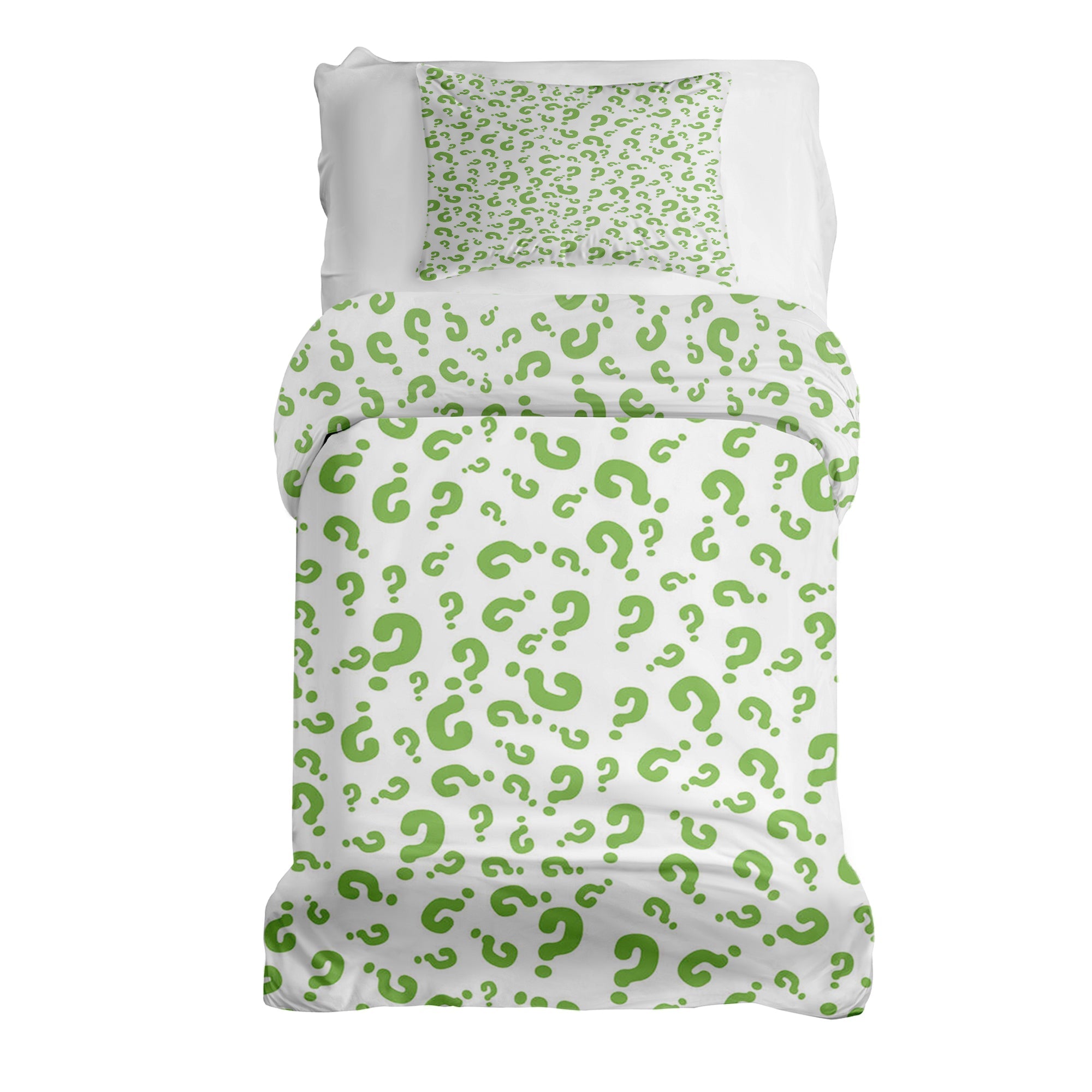 Therapy blankets bedding set green question marks