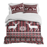 Therapy blankets bedding set, checkered with reindeer.